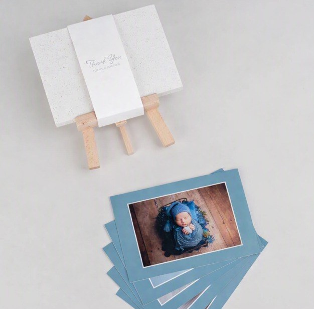 Fine art prints with a wooden easel and eco gift box